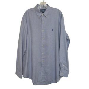 Ralph Lauren 90's Yarmouth Button Down Shirt Mens 17-35 LS Blue